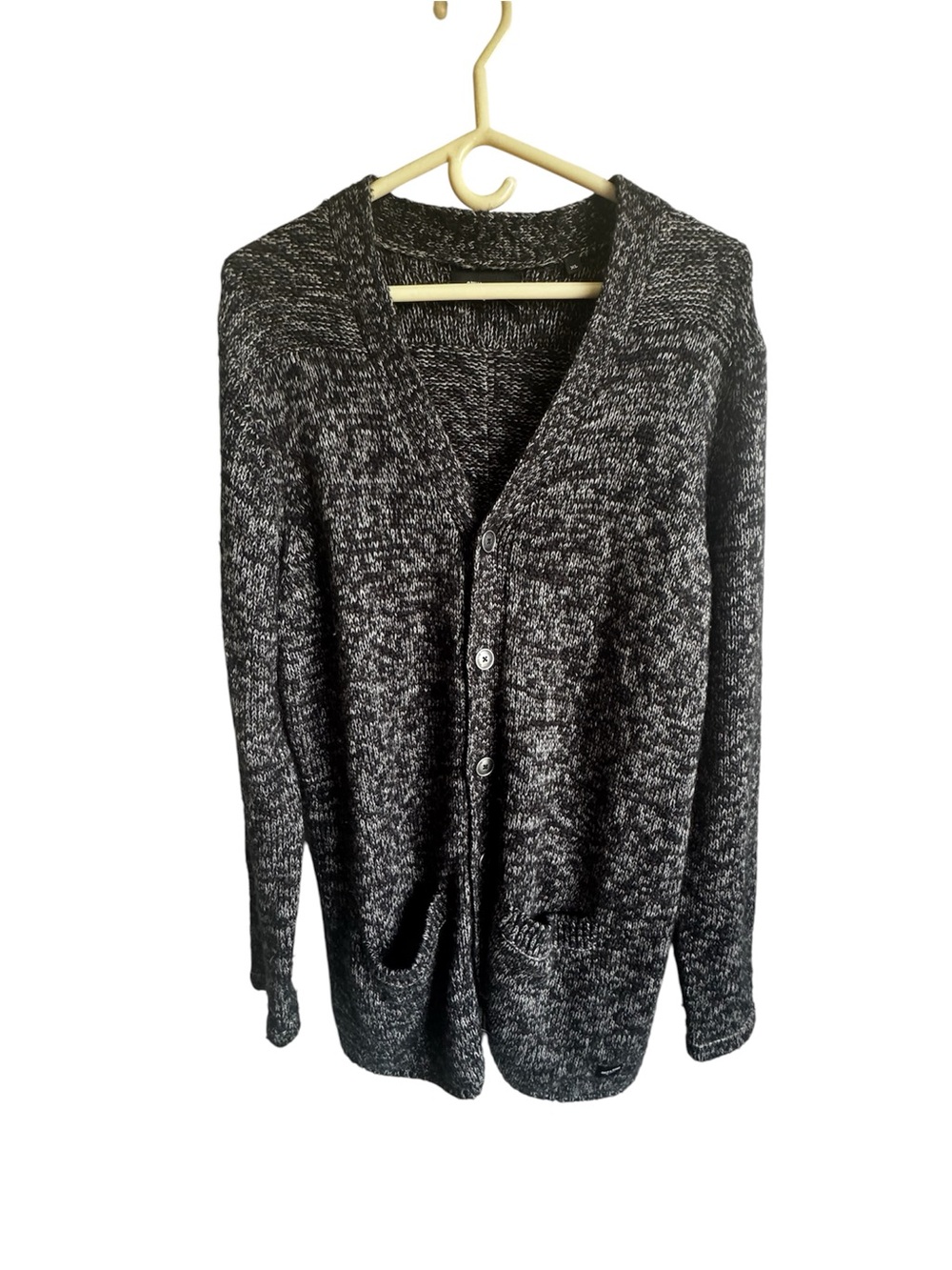 ONLY & SONS Men’s Marled Cotton Salt & Pepper V-Neck Knit Button Cardigan Sz XL